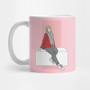 Girl In Red And Gray Mug